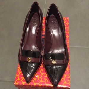 Tory Burch burgundy 1 1/2 inch heels